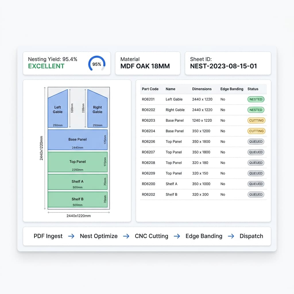PanelTracker D2M CAD nesting administration dashboard